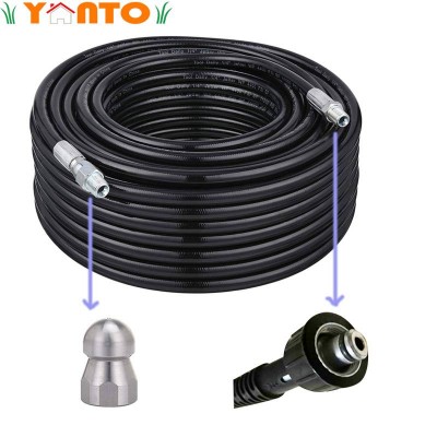 30m Sewer Jetter Hose Pressure Washer Compatible 3000psi Sewer Drain Hose With M22 Outlet 1/4 Inlet